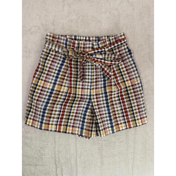 LOFT Pants - Loft Women's Size S Multicolor Gingham Plaid Belted Pleated Cottage